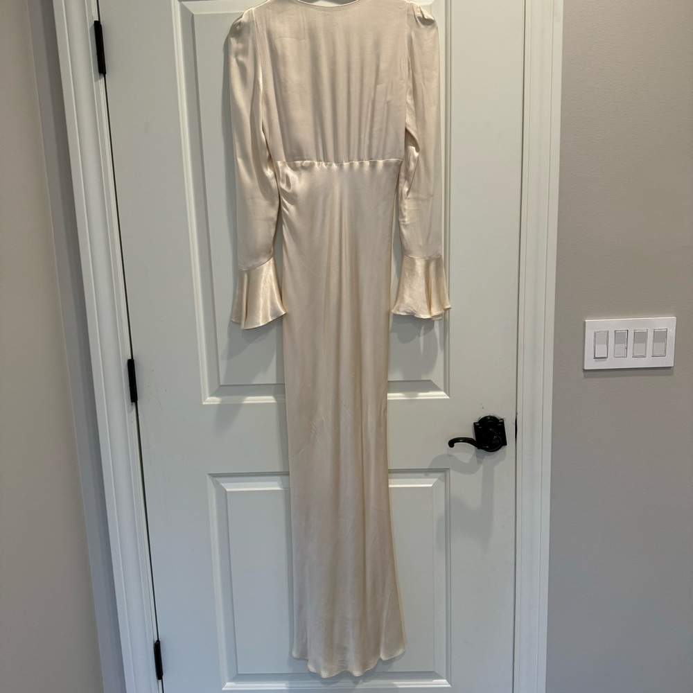 Shona Joy La Lune Frill Cuff Bias Midi Dress in Cream size 4 - Picture 8 of 10